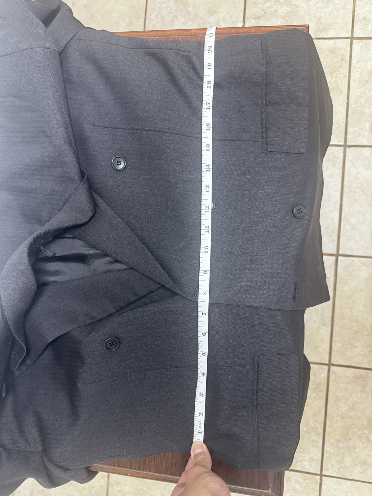 Brioni Double Breasted Suit, 41R, Black Herringbone