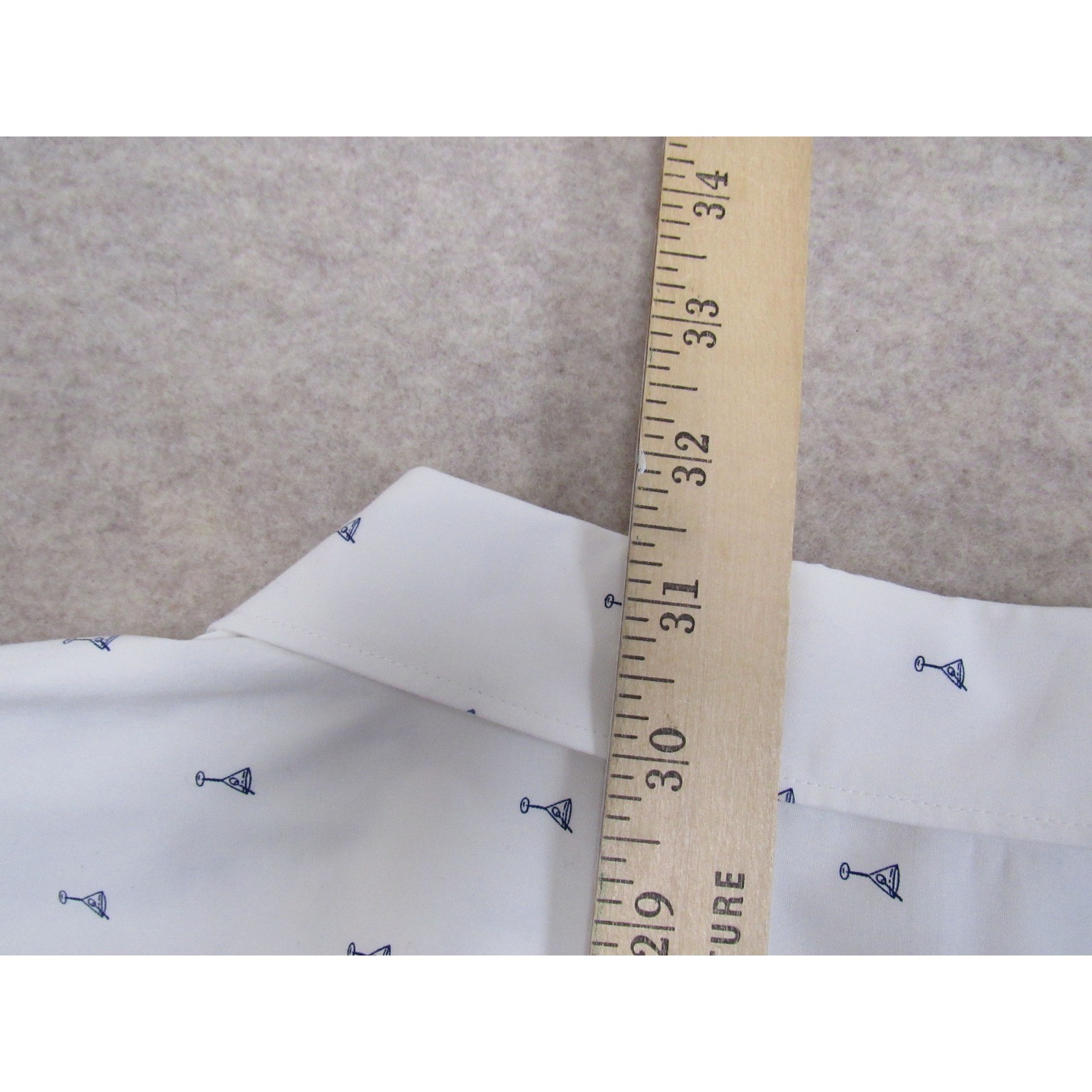 Bonobos Mens Martini Glass Print Button Down Shirt White Blue Standard Fit L
