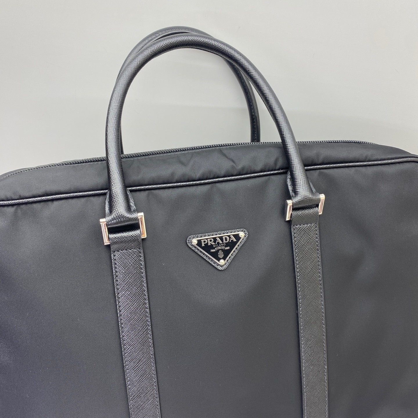 Prada Pre-Owned Authentic Briefcase Black Nylon Free Shipping 36x28x7cm