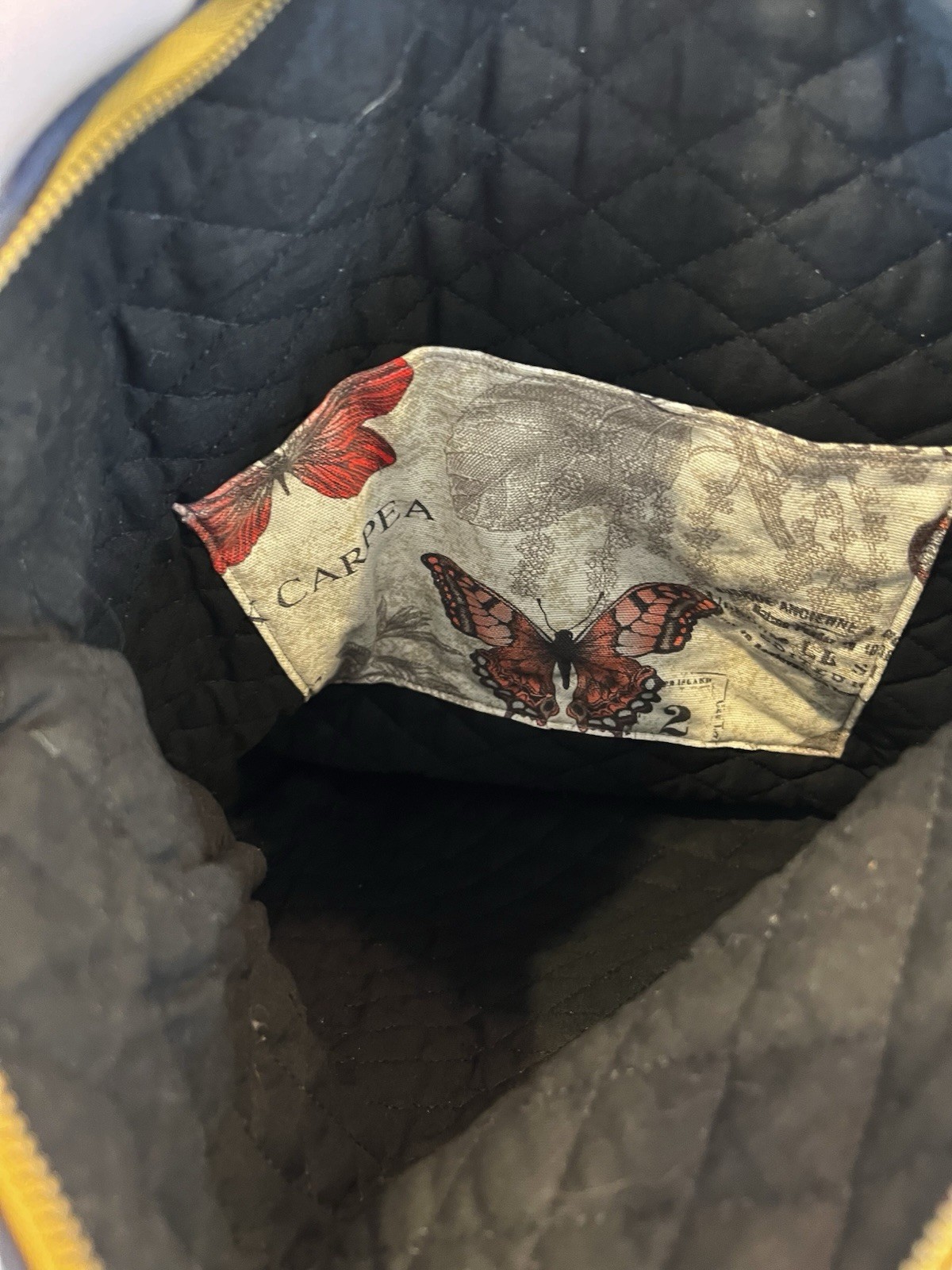 Handmade Roll Zip Backpack Denim Hand Painted Floral Textile Leather Boho Bag