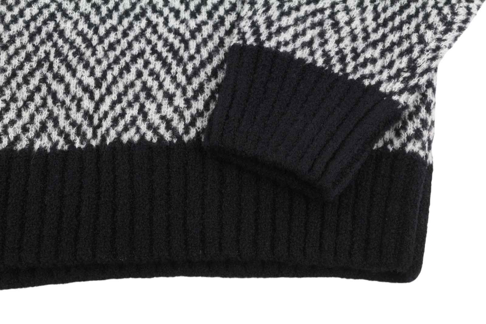 FILIPPO DE LAURENTIIS Men Jumper IT52 L Black Patterned Merino Wool Blend Knit