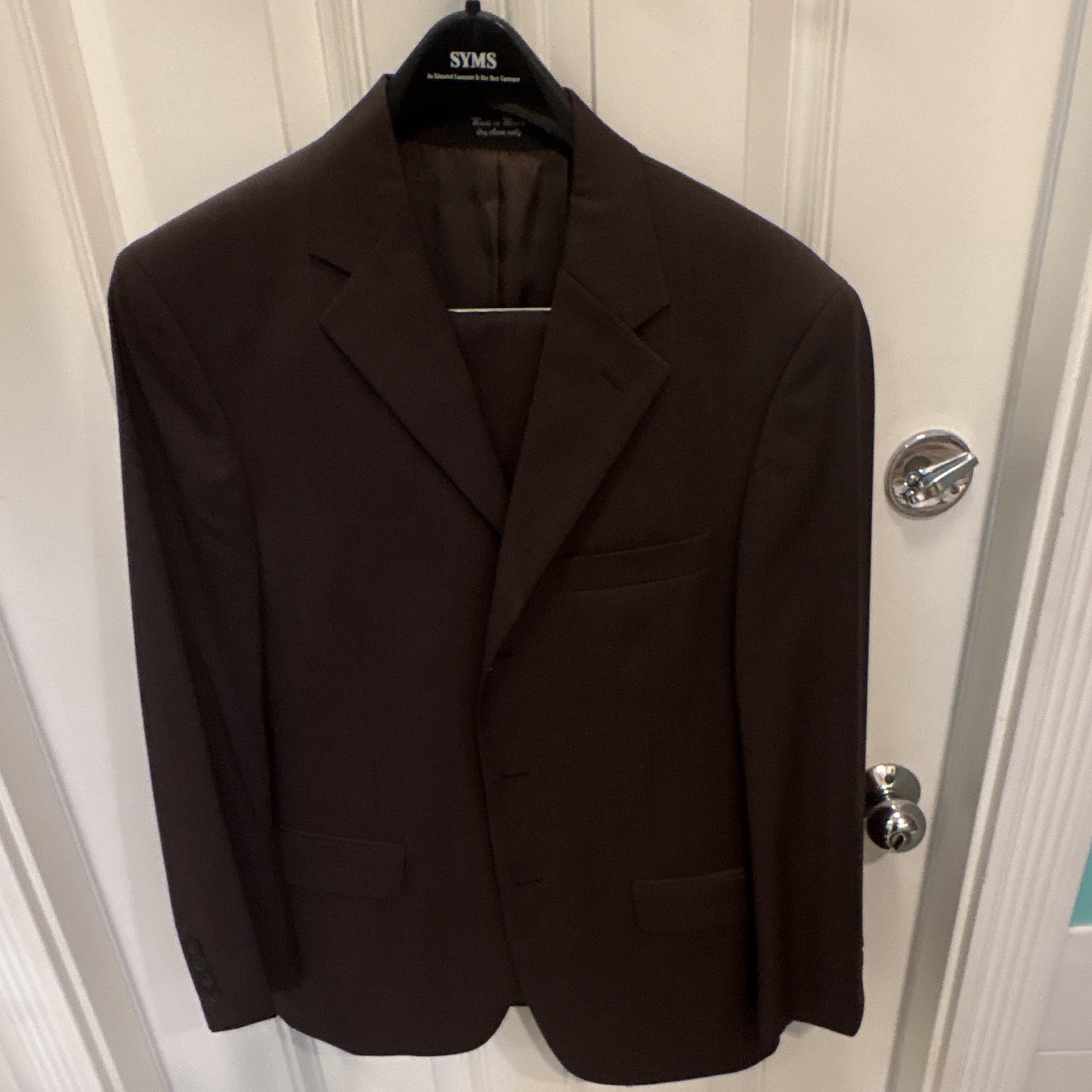 Andrew Fezza Men’s Brown Worsted Wool 2-Piece Suit 38S 32W Pleated