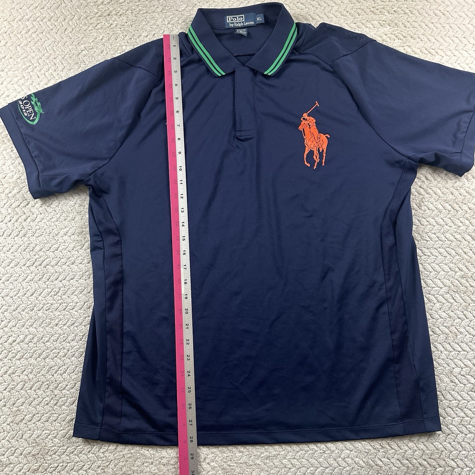Polo Ralph Lauren US OPEN 2012 Big Pony Snap Collar Navy Polo Shirt Size XL