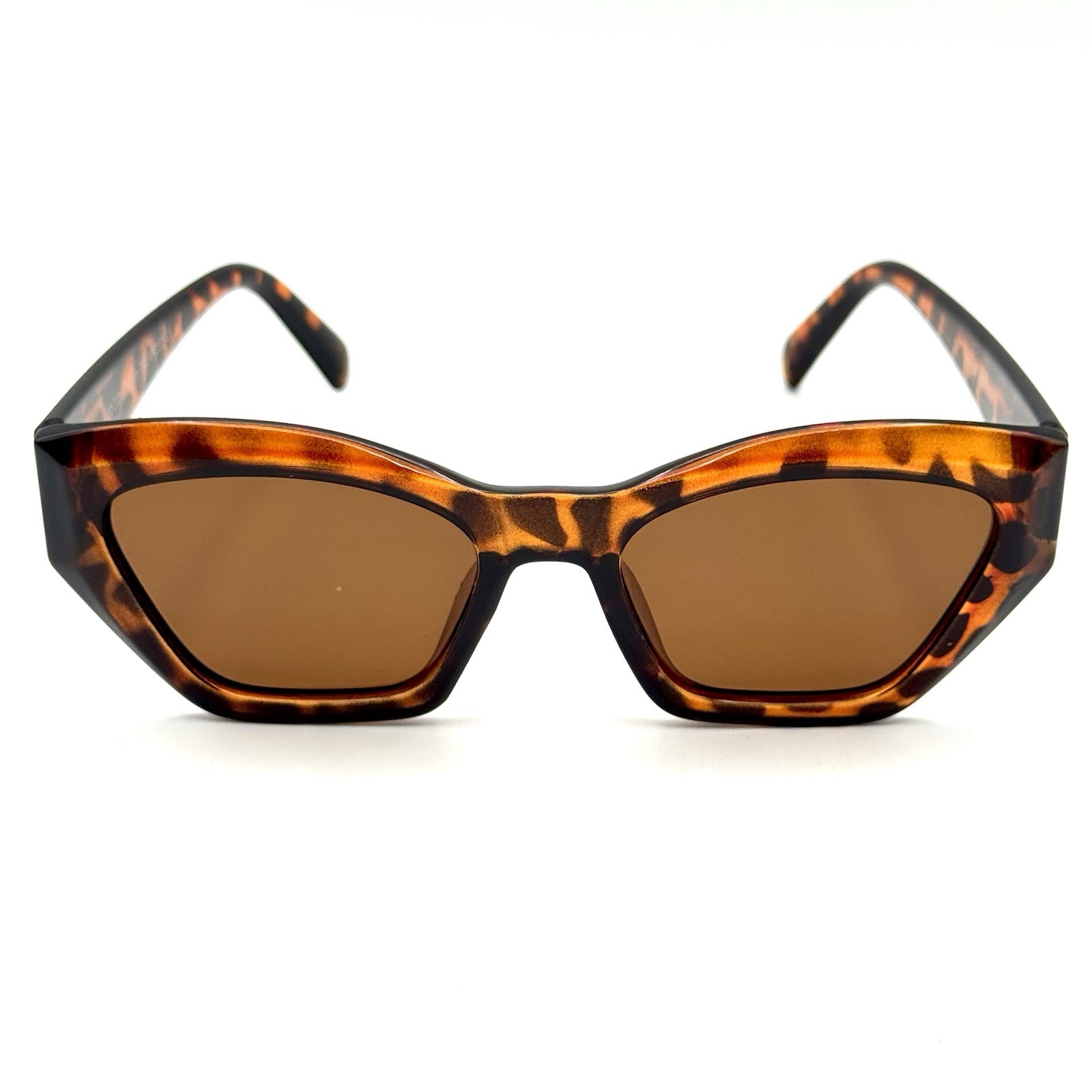 Geometric Sunglasses Polarized Brown Tortoise Shell Frame Fashion Modern Style