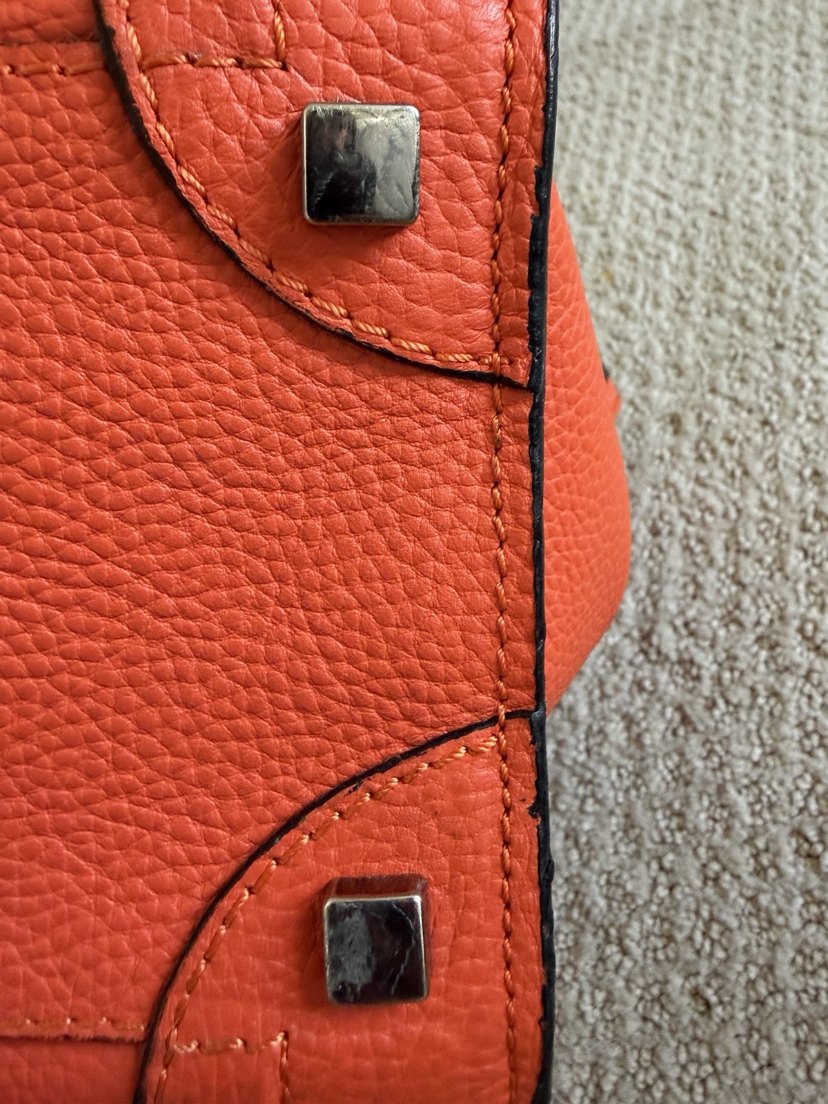 Celine Drummond Calfskin Nano Bag Orange Vermillion