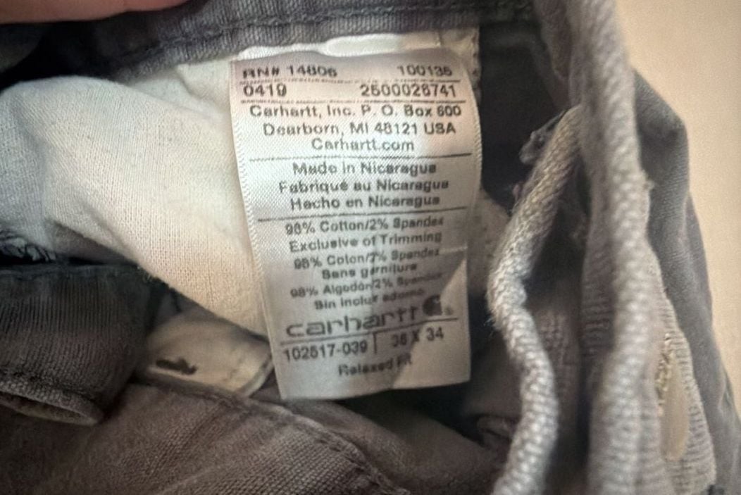 Carhartt Relaxed Fit Pants 36×34 Black Gray Distressed Paint Splatter Workwear