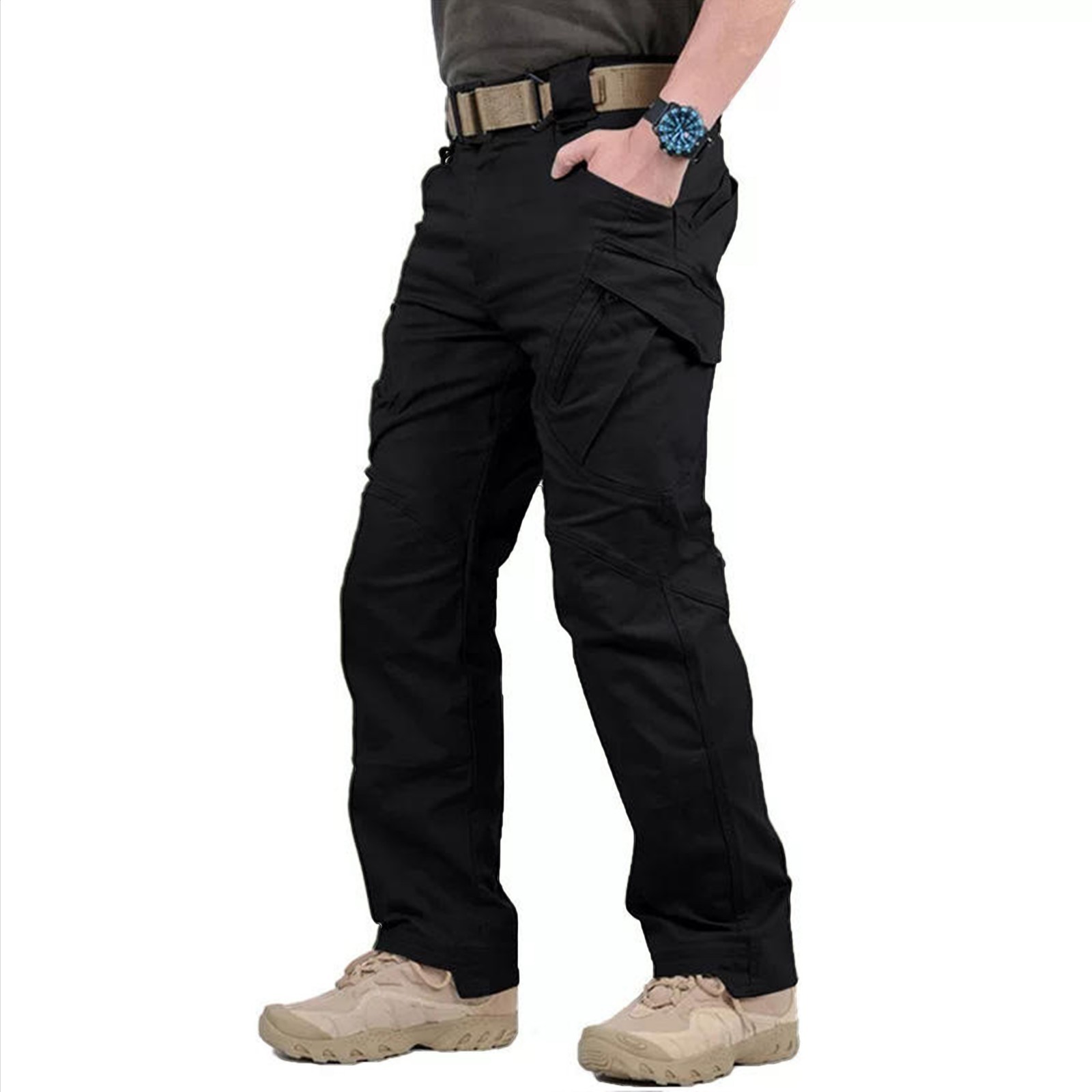 Men Straight Fit Tactical Cargo Pants Combat Work Trousers Outdoor Hiking S-XXL