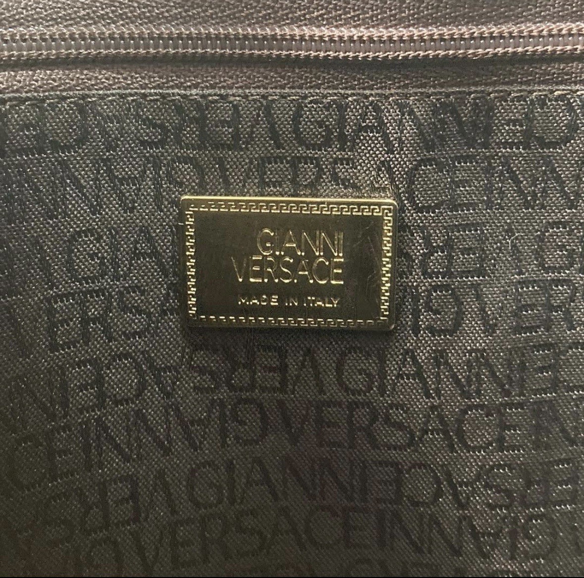 Versace Leather Tote Bag Brown Vintage Classic Medusa Elegant