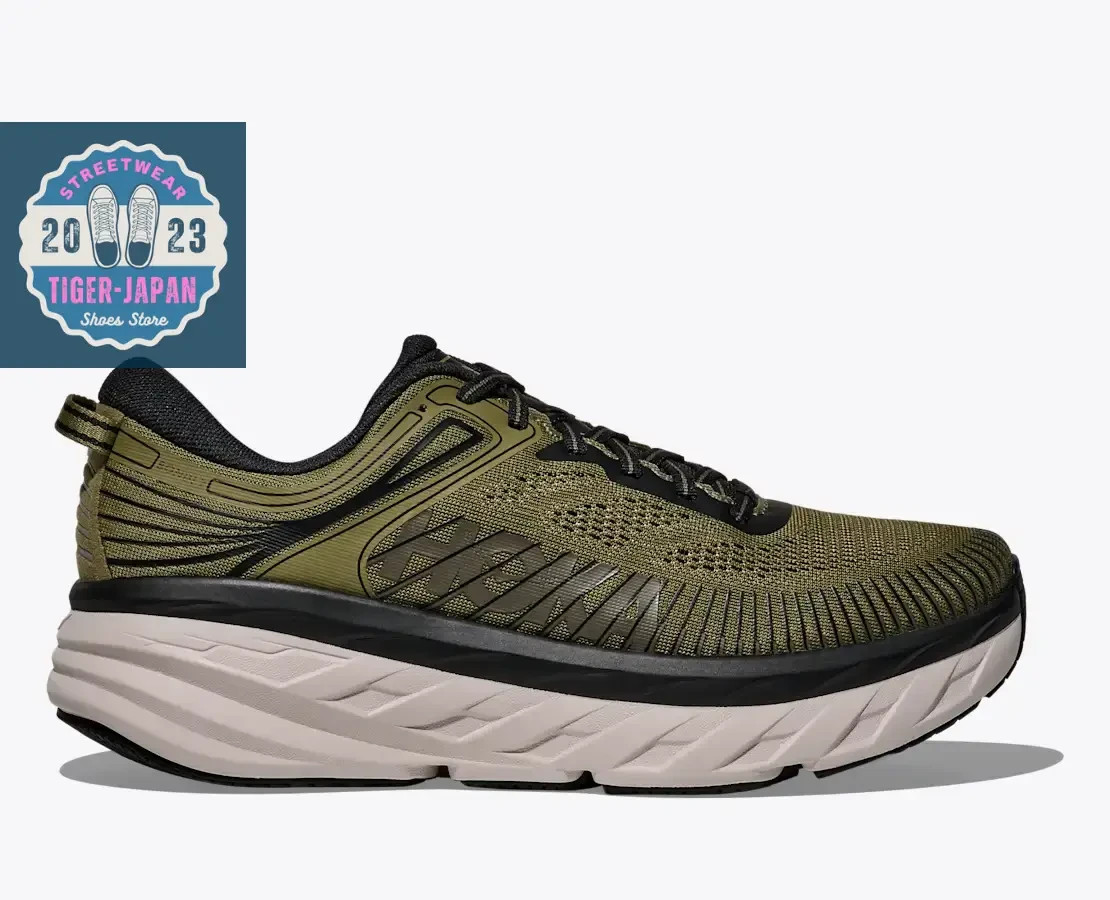 HOKA BONDI 7 1110518 WLDR Wild Lime Black Men Unisex Lifestyle Walking Shoes