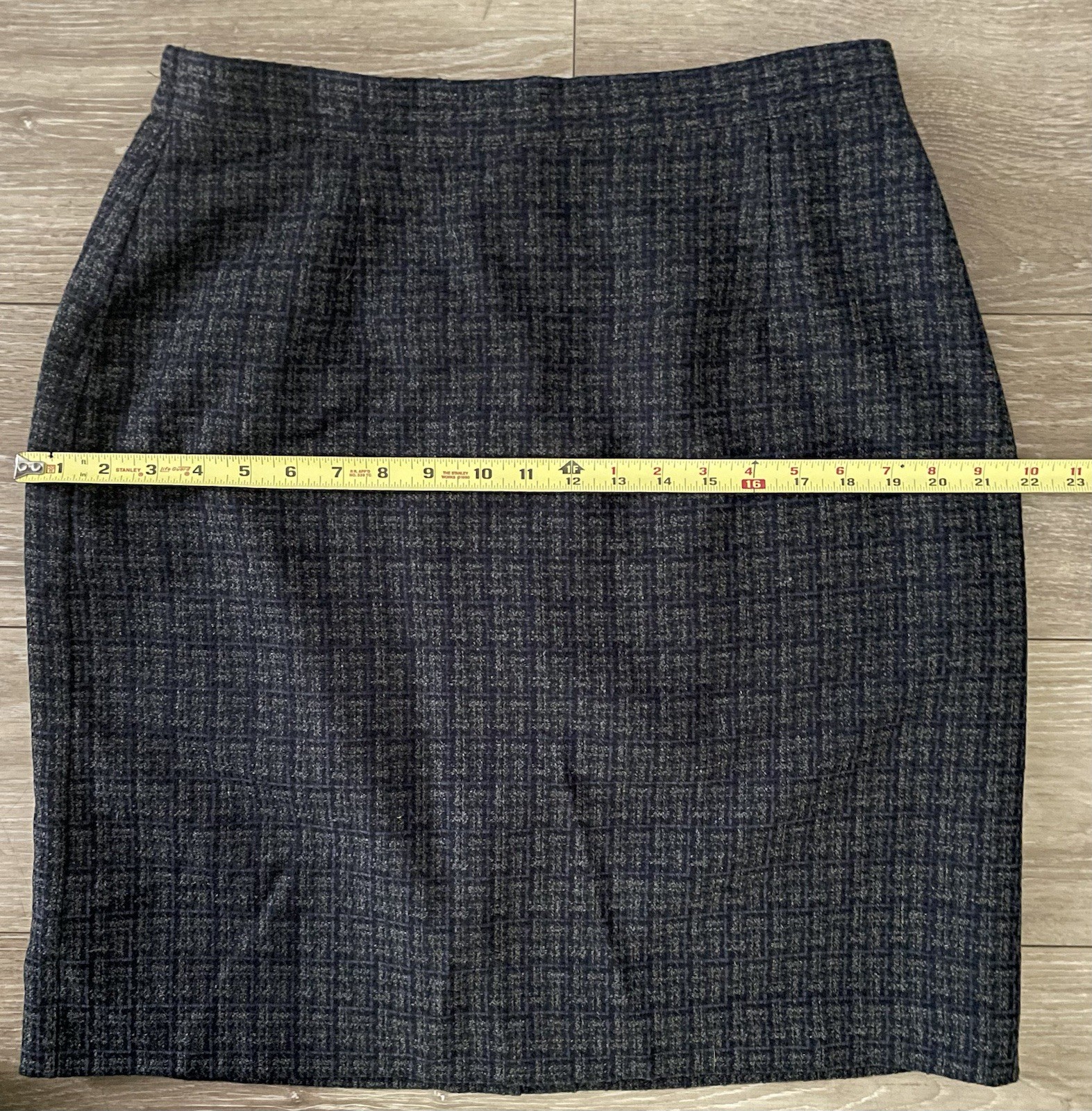 Vtg Adolfo Studio Women’s 2 Piece Tweed Skirt Suit Gray Blue Blazer Work Size 14