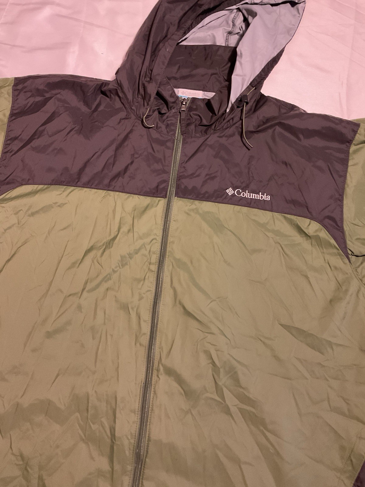 Columbia Men’s Full Zip Hooded Colorblock Windbreaker Jacket Logo XXL