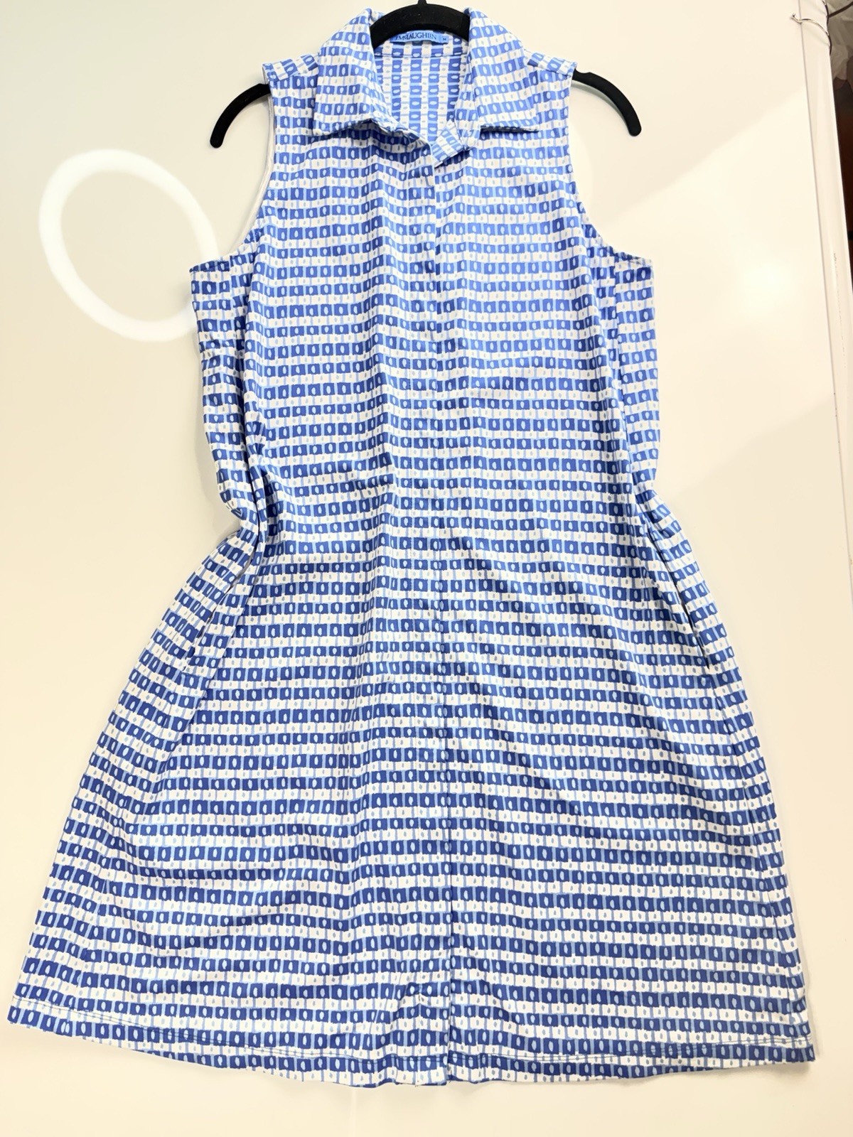 J Mclaughlin Negin Dress in Aberdeen Geo Size M Preppy Nautical Costal Stretch