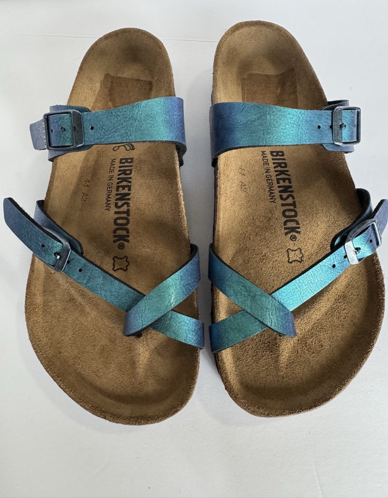 Birkenstock Sandals Toe Loop Mayari Size 38 Birko-Flor Graceful Gemm Blue-Green