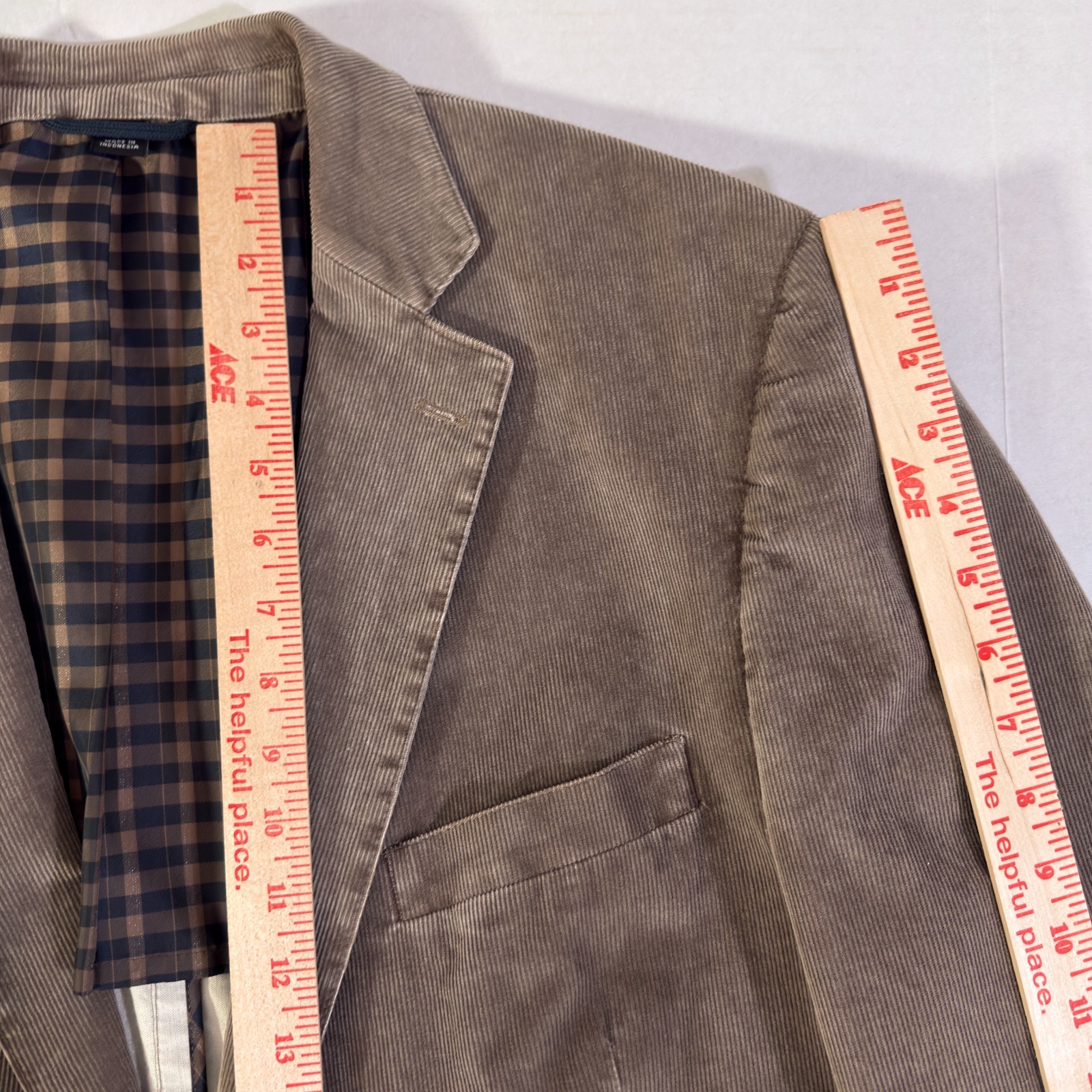 Haspel Corduroy Blazer Mens 46R Brown 2 Button Sport Cotton Half Lined *READ