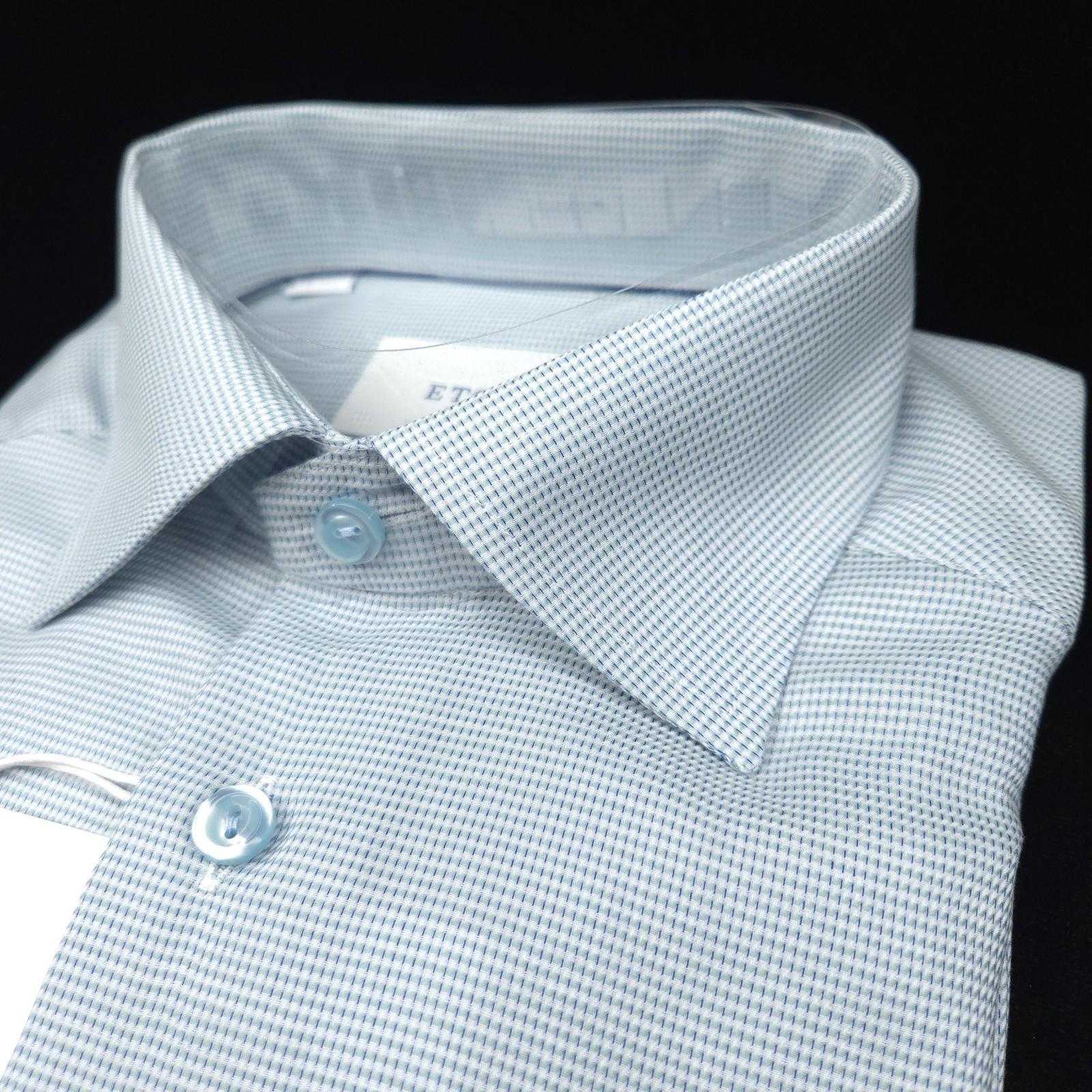 Eton Dress Button Shirt -16.5 37- Slate Blue White Contemporary ROYAL TWILL slim