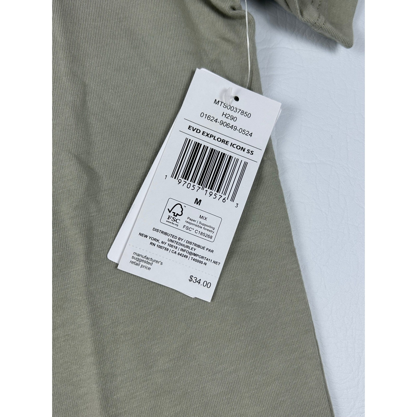 NNWT Hurley Men Explore Shirt Medium Gray Green Outdoor Adventure Streetwear Tee