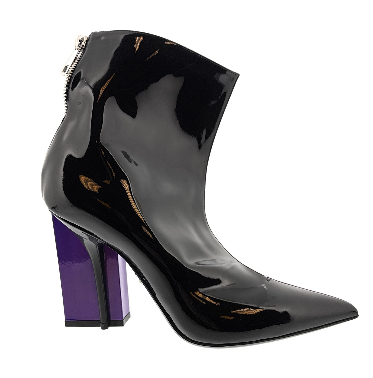 Dolce & Gabbana Black & Purple Patent Leather Ankle Boots-EU37.5