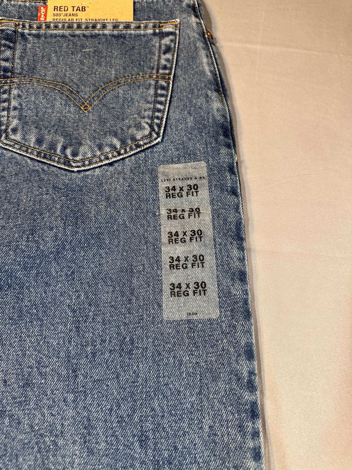 Vintage Levi’s 505 Jeans Red Tab 2000 34×30 Regular Fit Straight Leg Dead Stock