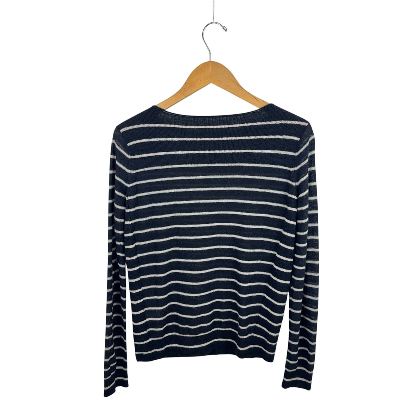 Vince Striped Lightweight Cashmere Sweater XS Black