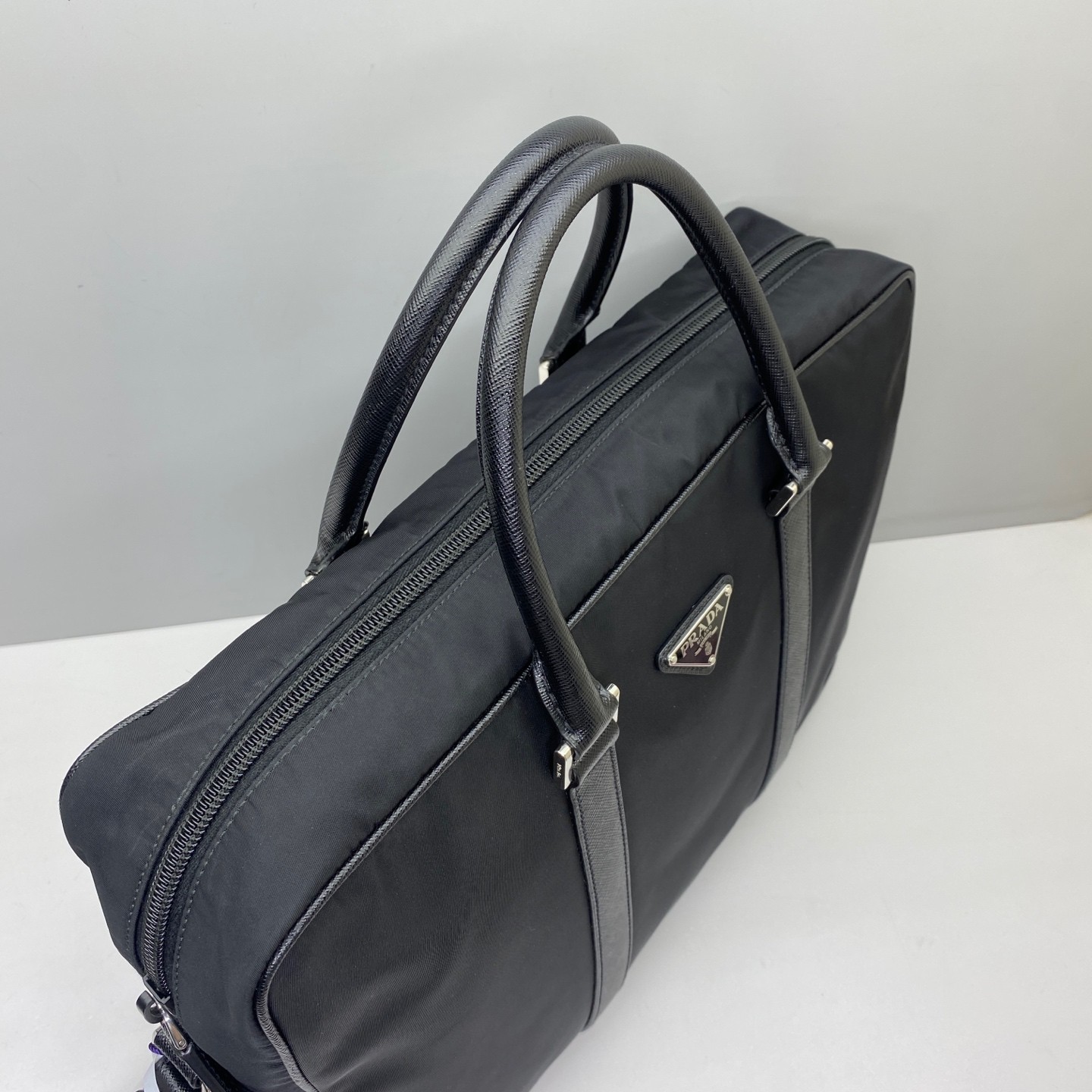 Prada Pre-Owned Authentic Briefcase Black Nylon Free Shipping 36x28x7cm