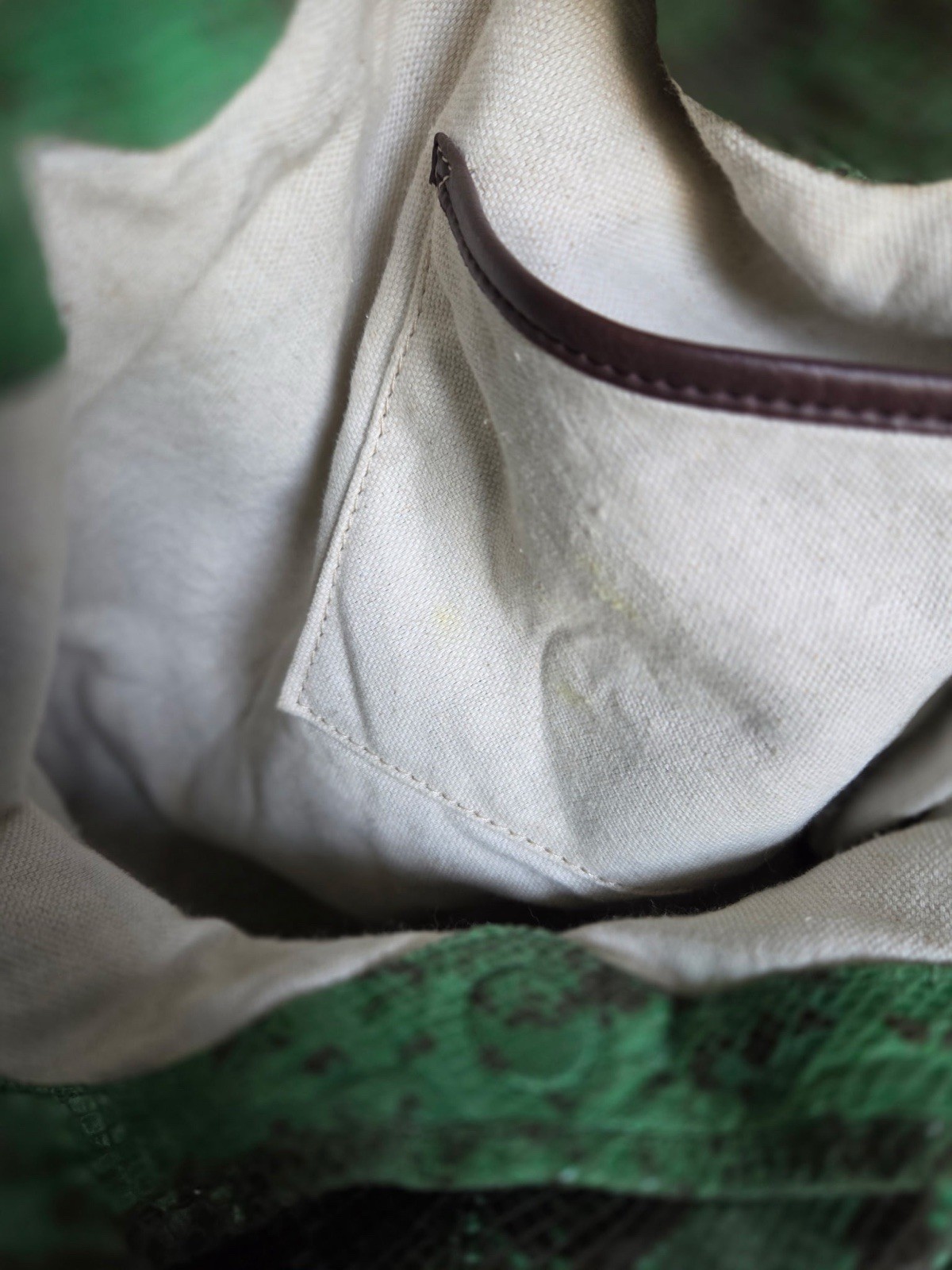 Antonio Melani Green Snake Print Leather Hobo Shoulder Bag Gold Chain Large
