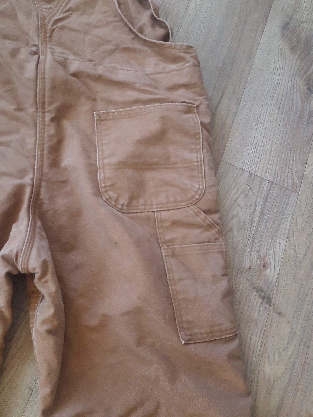Carhartt Overalls 34×30 Brown Duck Canvas Work Bib Double Knee RN# 14806