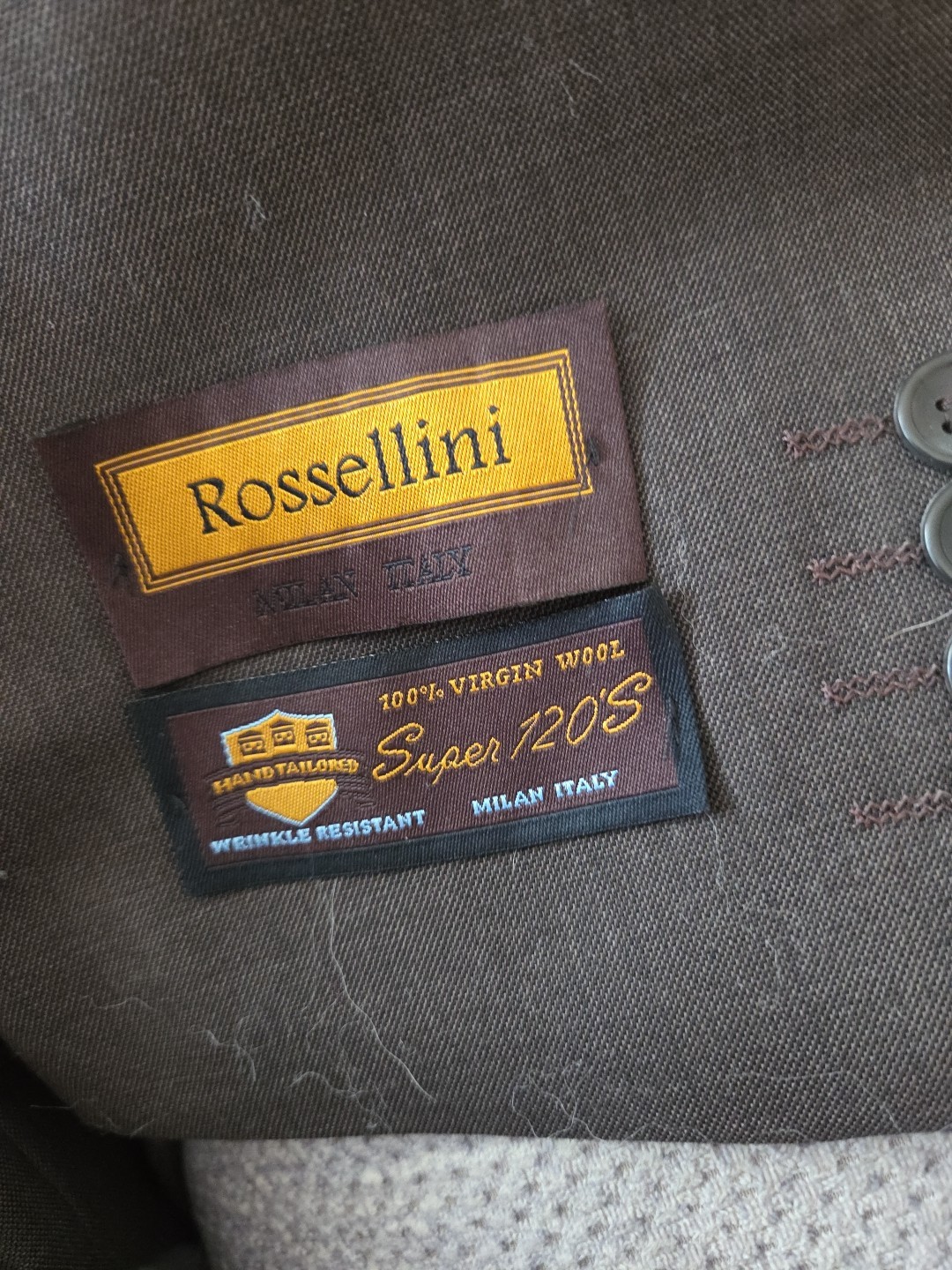 Rossellini Italy 100% Virgin Wool Men’s Brown Suit. 54L. NWT