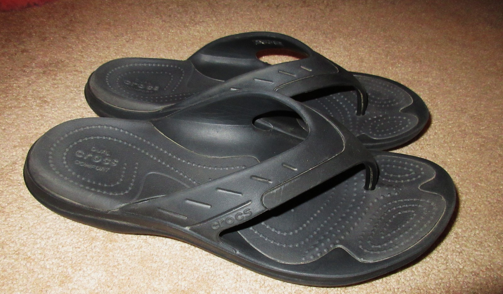 Crocs Dual Comfort Modi Sport Slip On Thong Flip Flops Sandals Black W 9 M 7