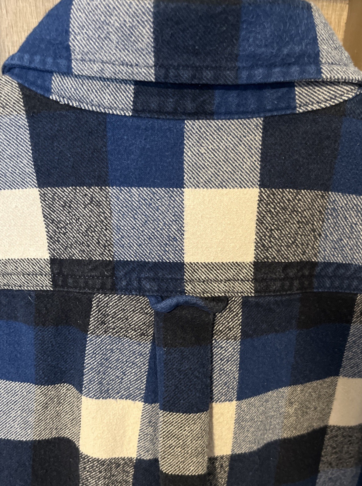 Mens Heavyweight Buffalo Plaid Flannel Shirt L Blue Button Front Lumberjack