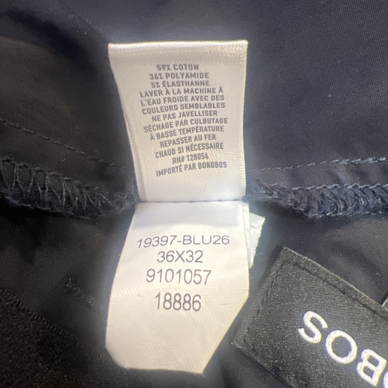 BONOBOS Men’s 36×32 Navy Blue Pants Chinos Golf Slim Fit Hidden Stretch Waist
