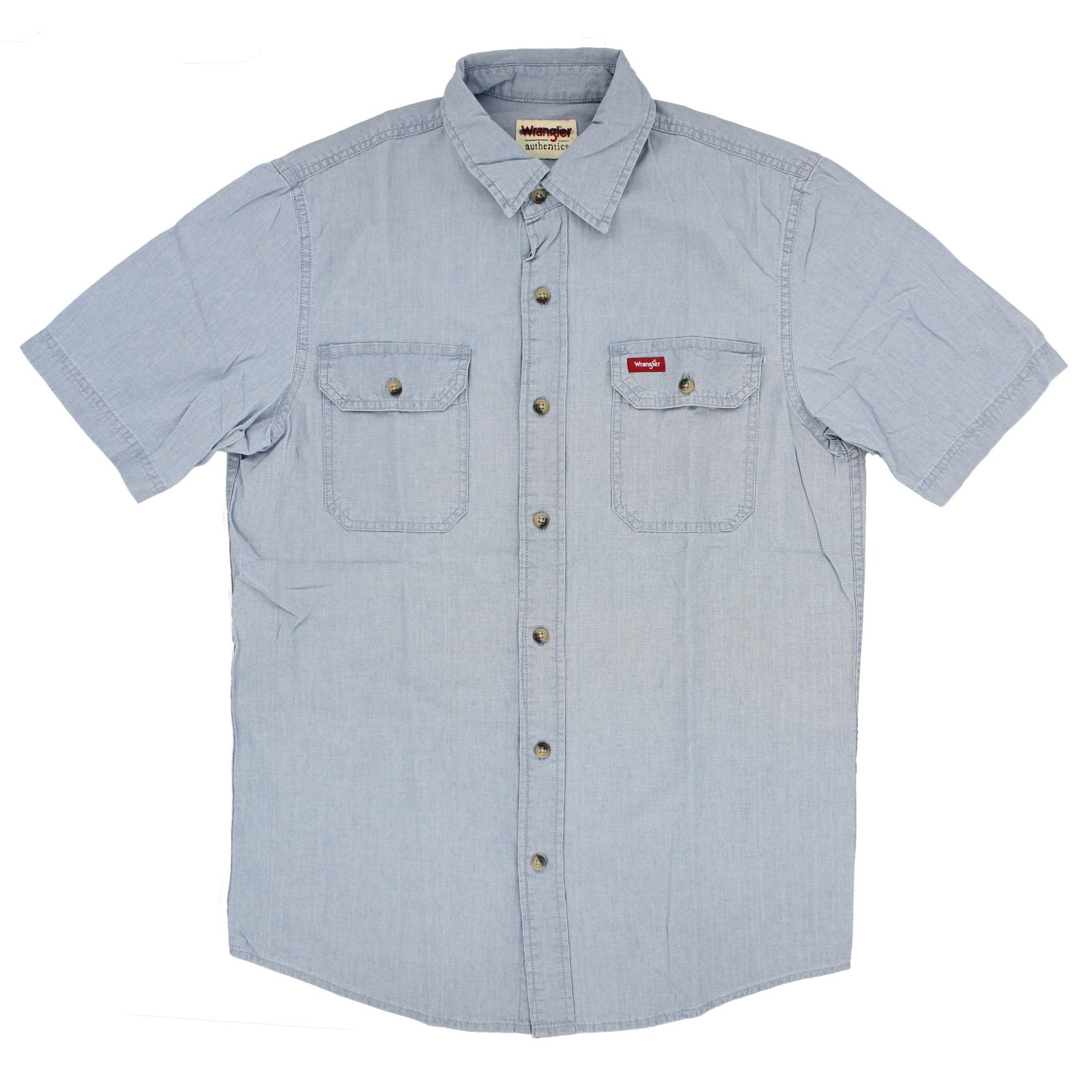 Wrangler Authentic Men’s Shirt Button-up Short Sleeve, 2-Button Down Pockets