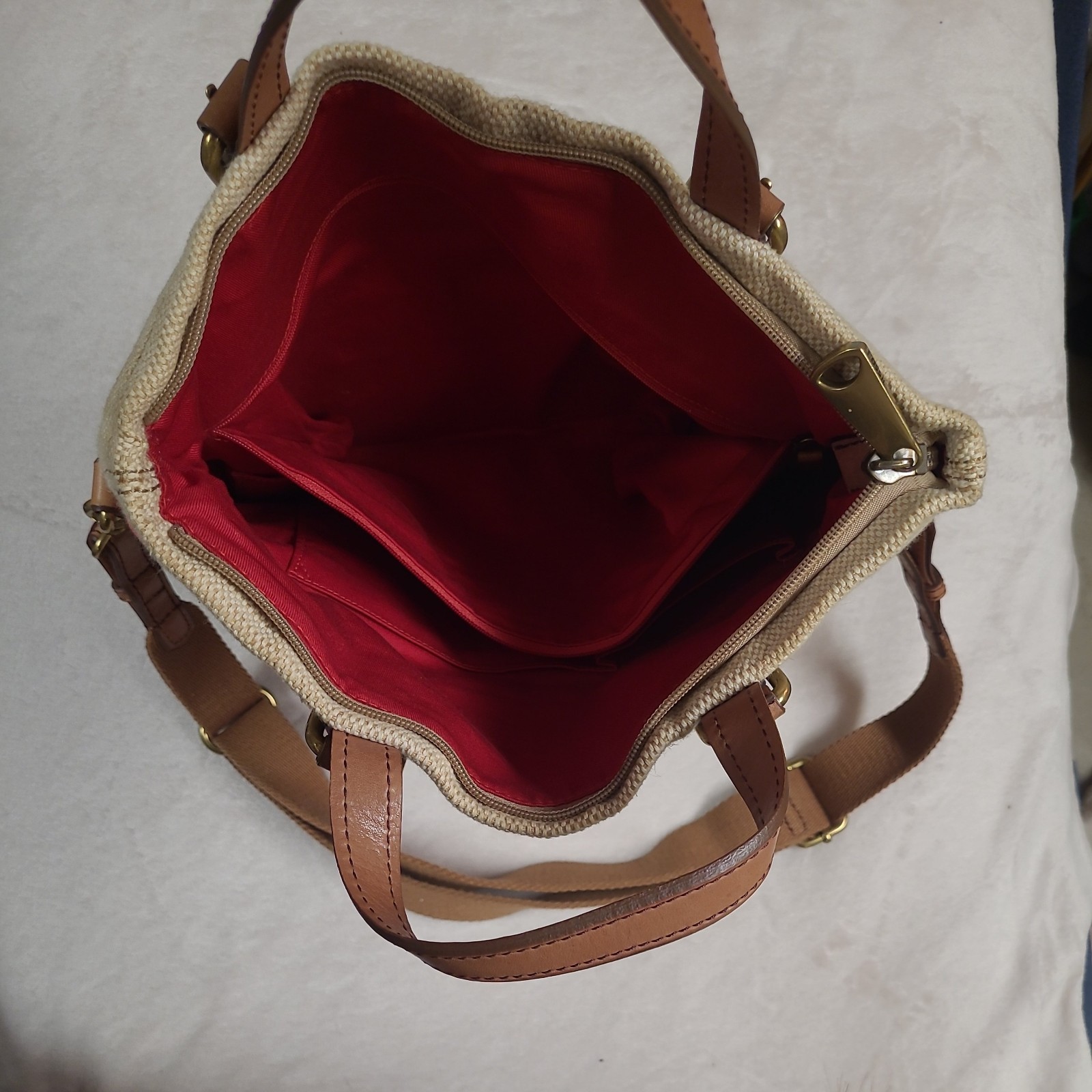 Fossil Long Live Vintage Explorer Crossbody Bag Fold-Over 2-way Canvas & Leather