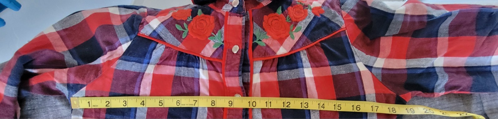 Twenty One Embroidered Plaid Western Shirt Dress Cowgirl Boho Festival Cottage S