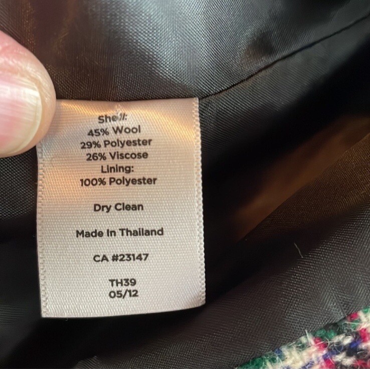 Talbots Women’s Wool Blend Plaid Blazer Jacket Size 6 /Pink, Green, Black, White