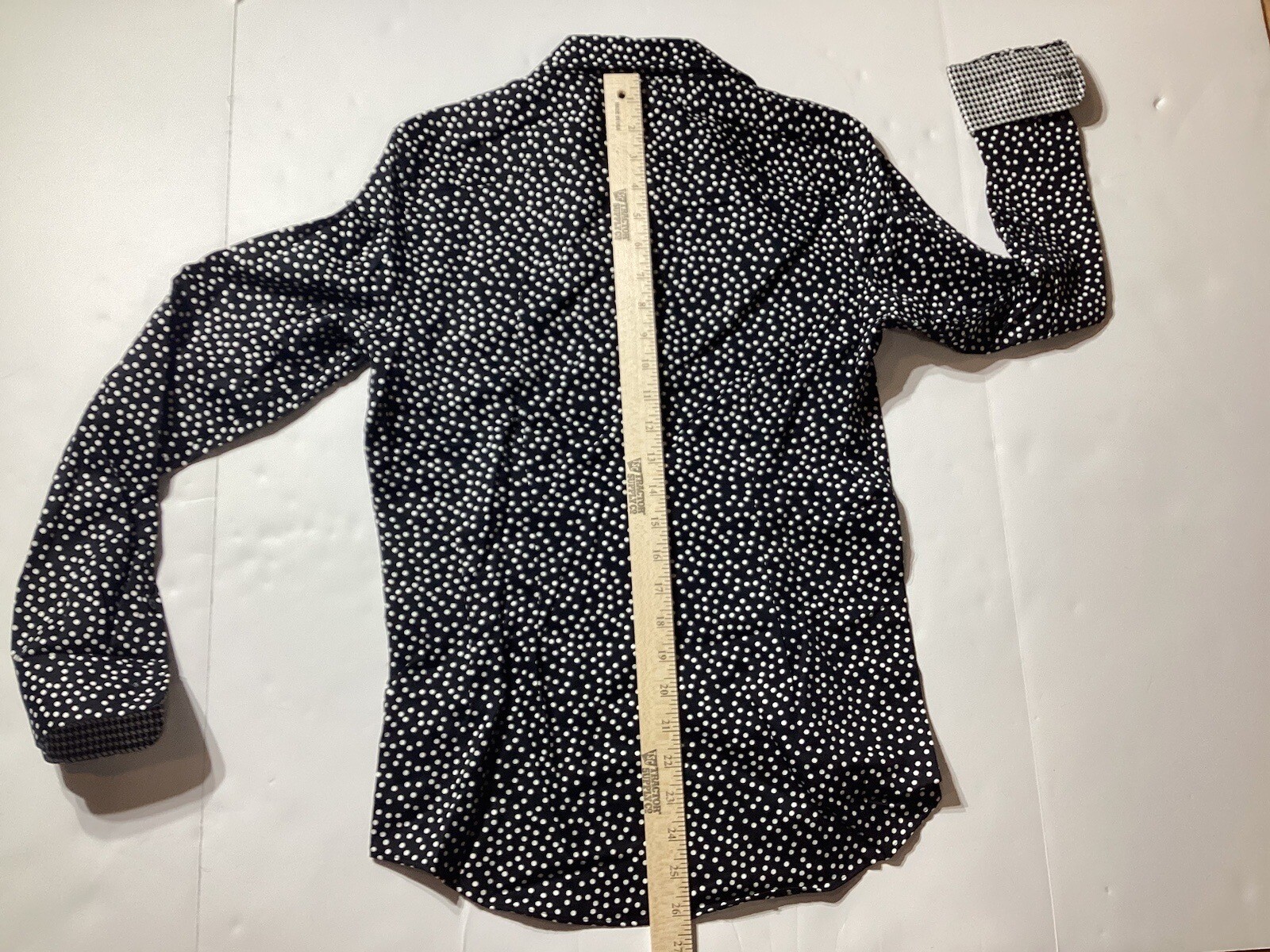 Women’s CHAPS NO IRON BLACK WHITE POLKA DOT BUTTON-UP TOP SHIRT SZ SMALL NEW