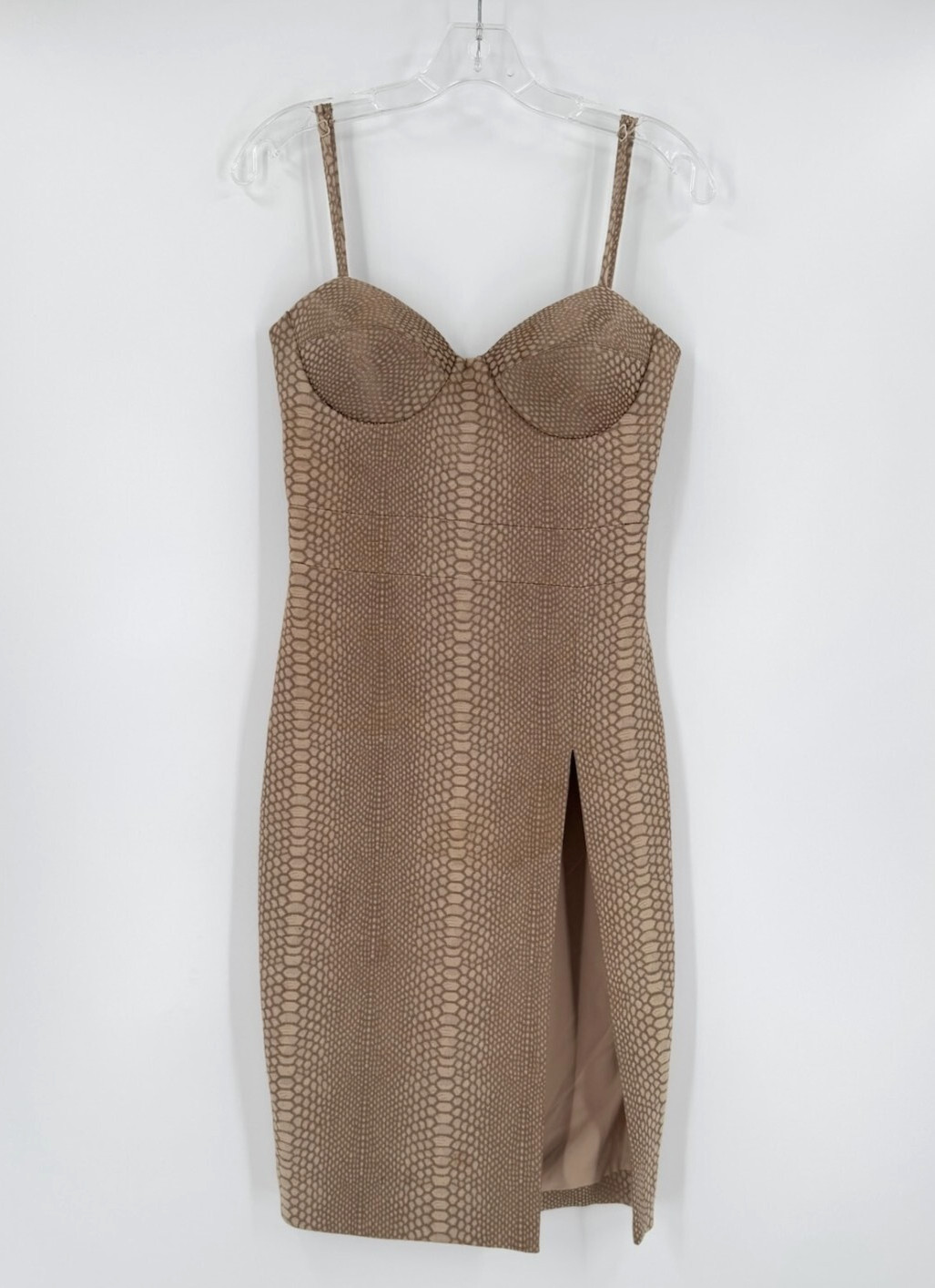 House of London Taupe Animal Print Bustier Bodycon Dress Sz S