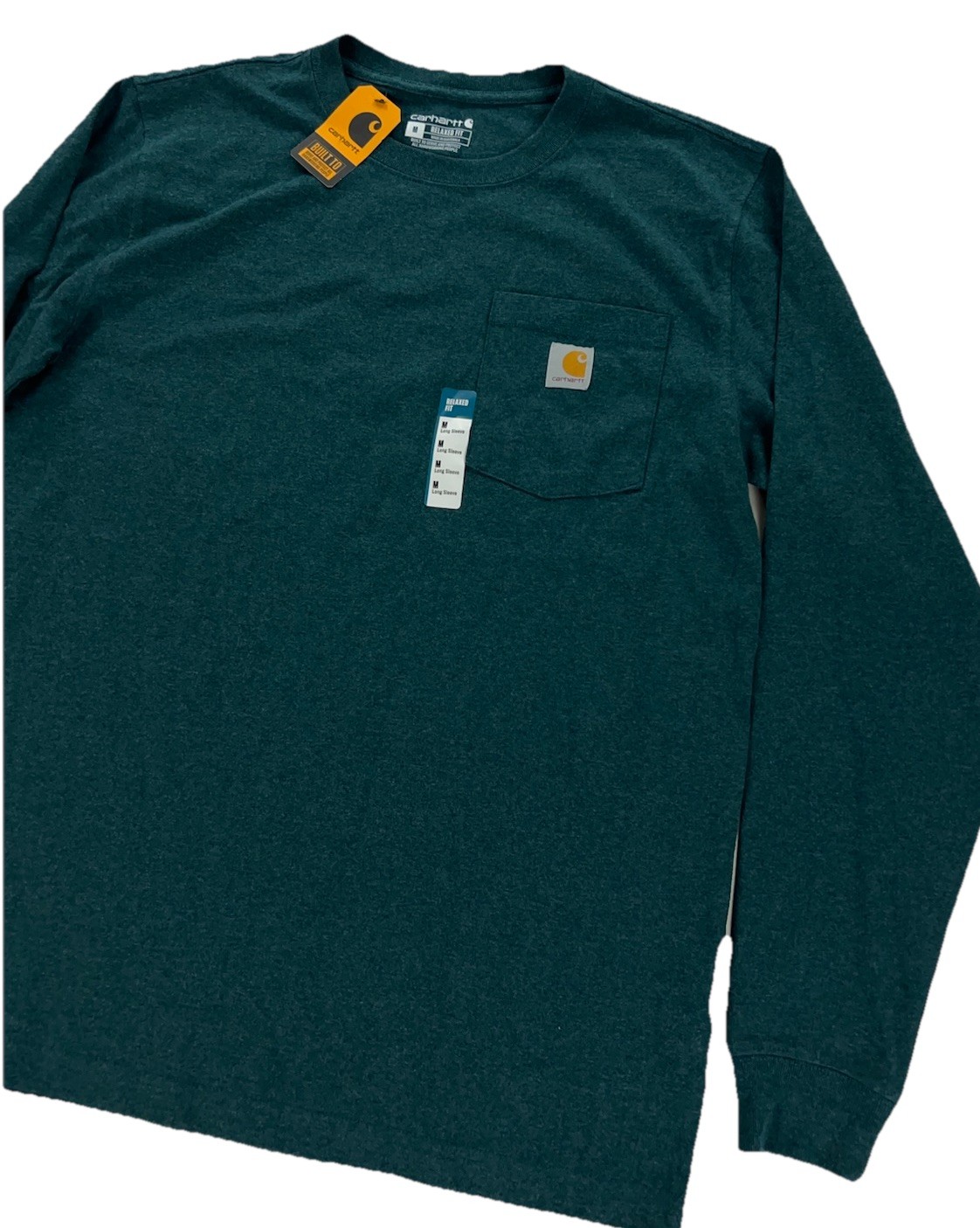 NEW Carhartt Heavyweight Long Sleeve Relaxed Fit T Shirt Mountain Green Mens M