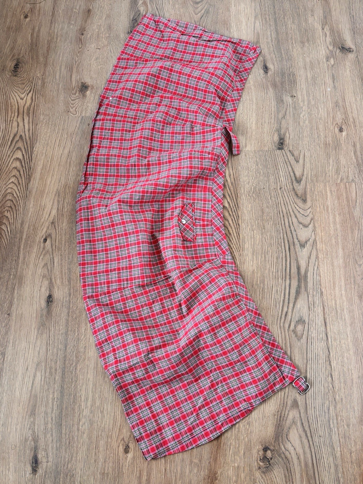 Gap Vintage Y2K Skirt Fit 8 W26 Red Multi Wrap Plaid Check Mini Retro Cotton
