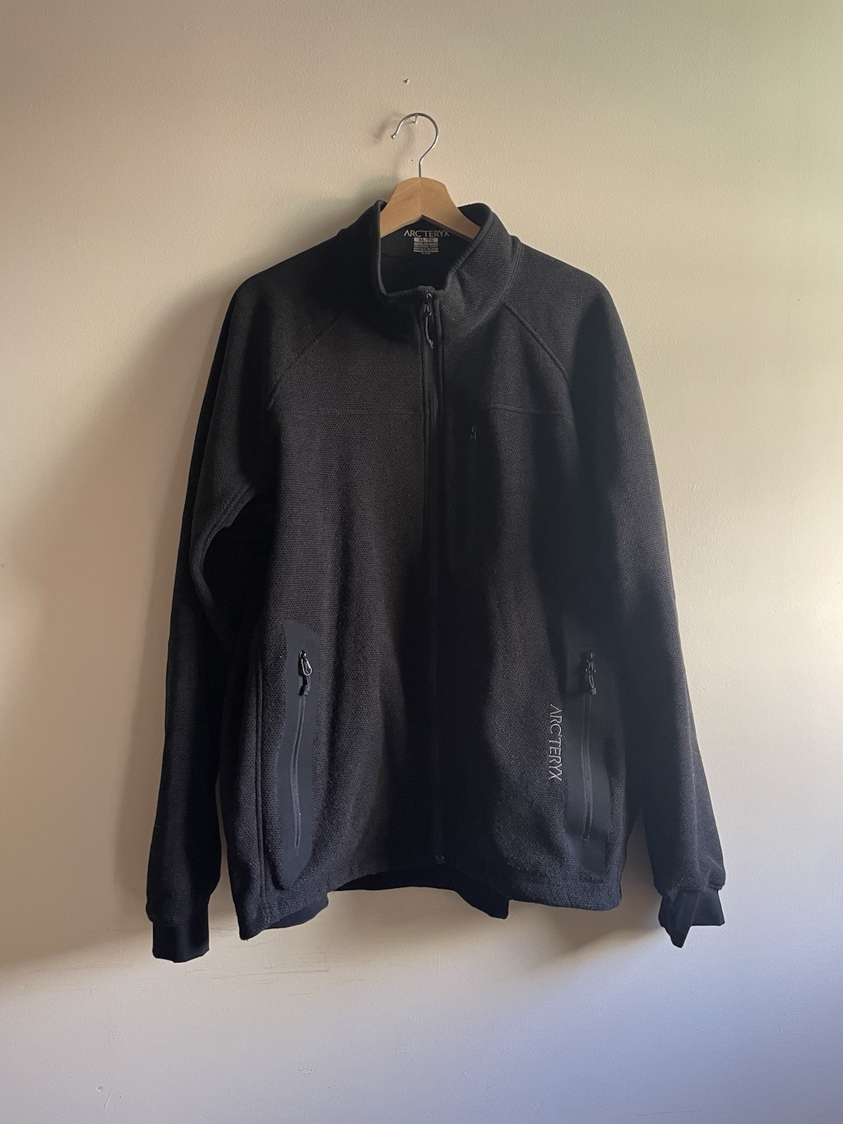 Arcteryx Delta LT Waffle Fleece Jacket XL Black Zip Gorpcore Outdoor Minimalist