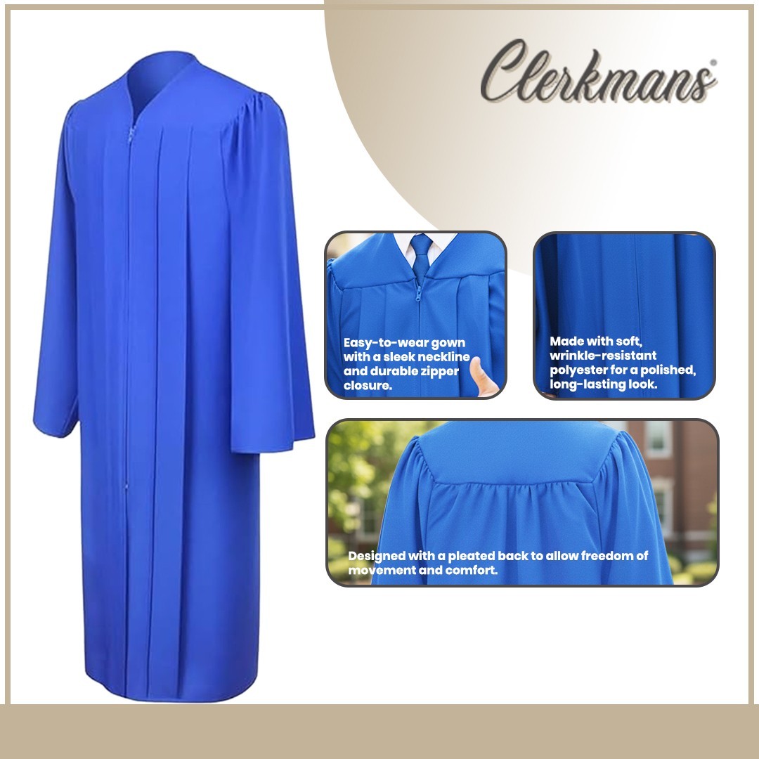 Matte Royal Blue High School/Bachelor Graduation Gown