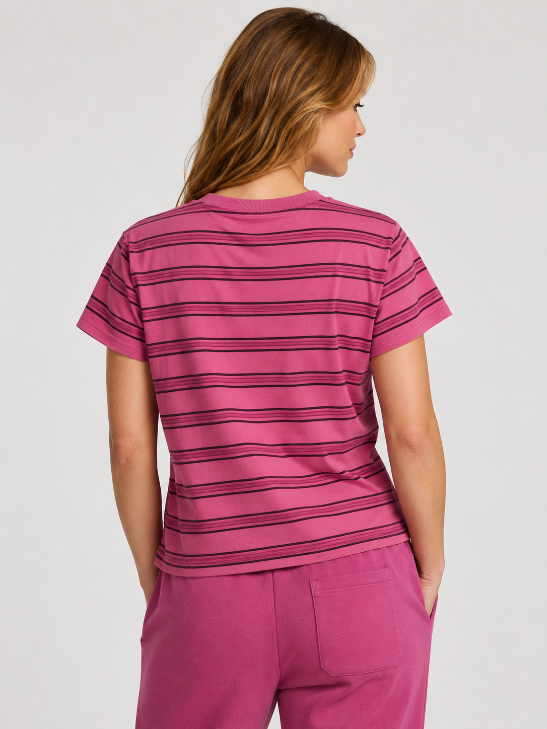 NWT Victoria’s Secret PINK Dreamer Cotton Tee Strips Pink Size M