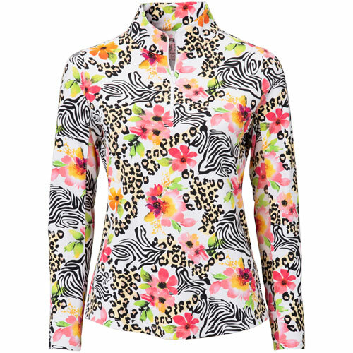 IBKUL Eva Mock Neck Zip Top Hot Pink Long Sleeve Shirt XS XL XXL Golf Womens NWT