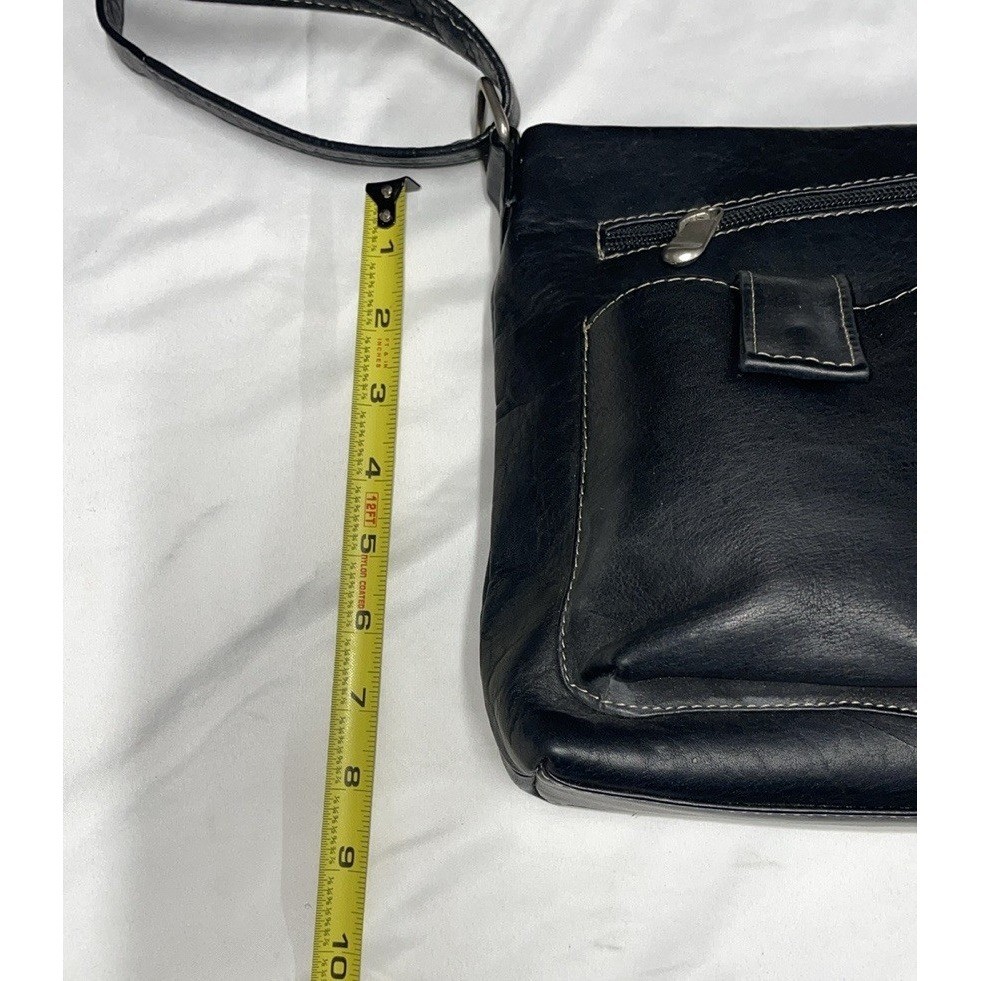 Le Donne Leather Black Purse With Outside Pockets 10x8in