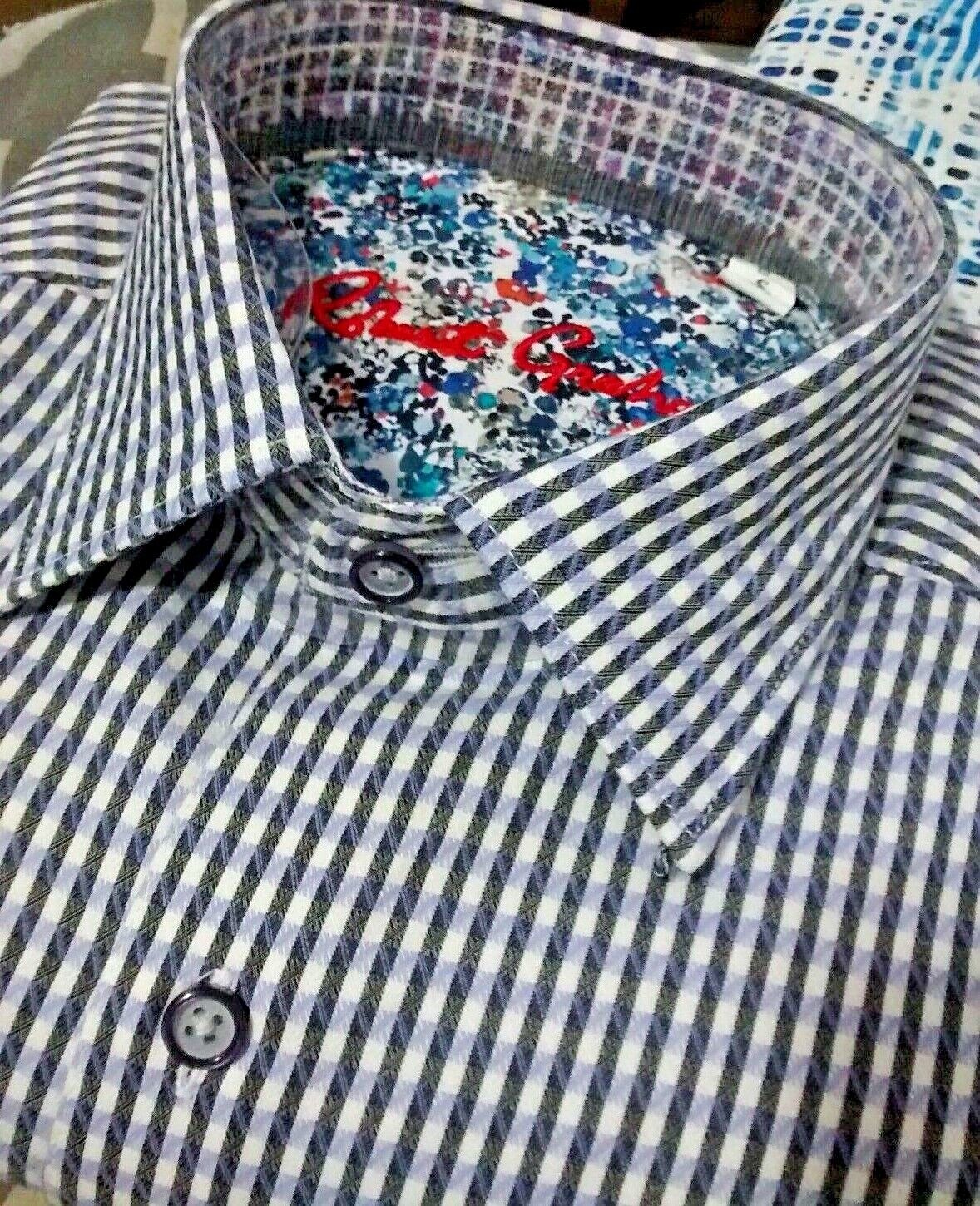 NWT Robert Graham men’s S long sleeve button down shirt Geo/check/grid Classic