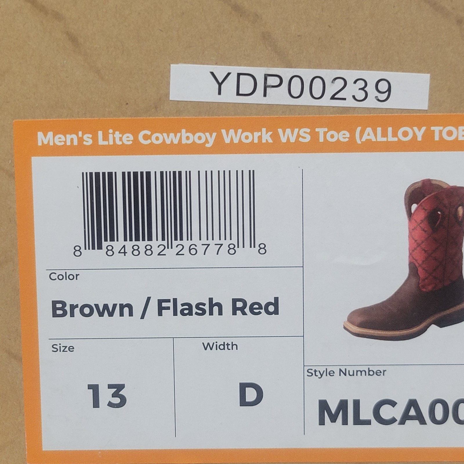 Twisted X 12″ Alloy Toe Boot Brown/Flash Red Mens Size 13D