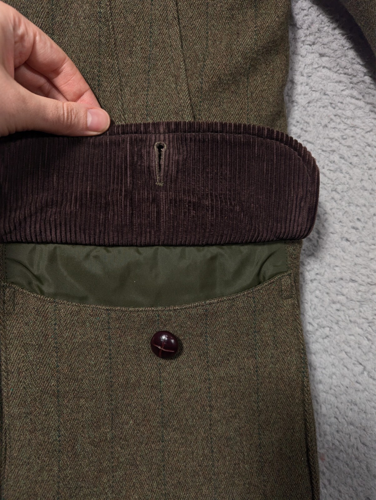 Barbour Derby Tweed Jacket Mens Size C42 107cm Green Check Coat England Wool