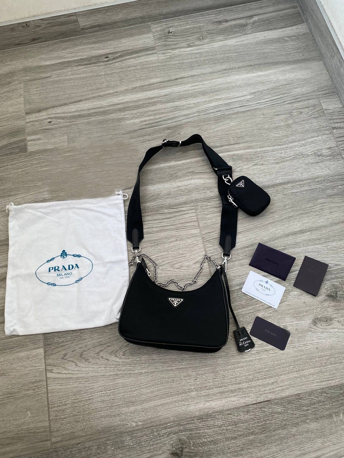 PRADA Re-Edition 2005 Shoulder Bag Black Nylon