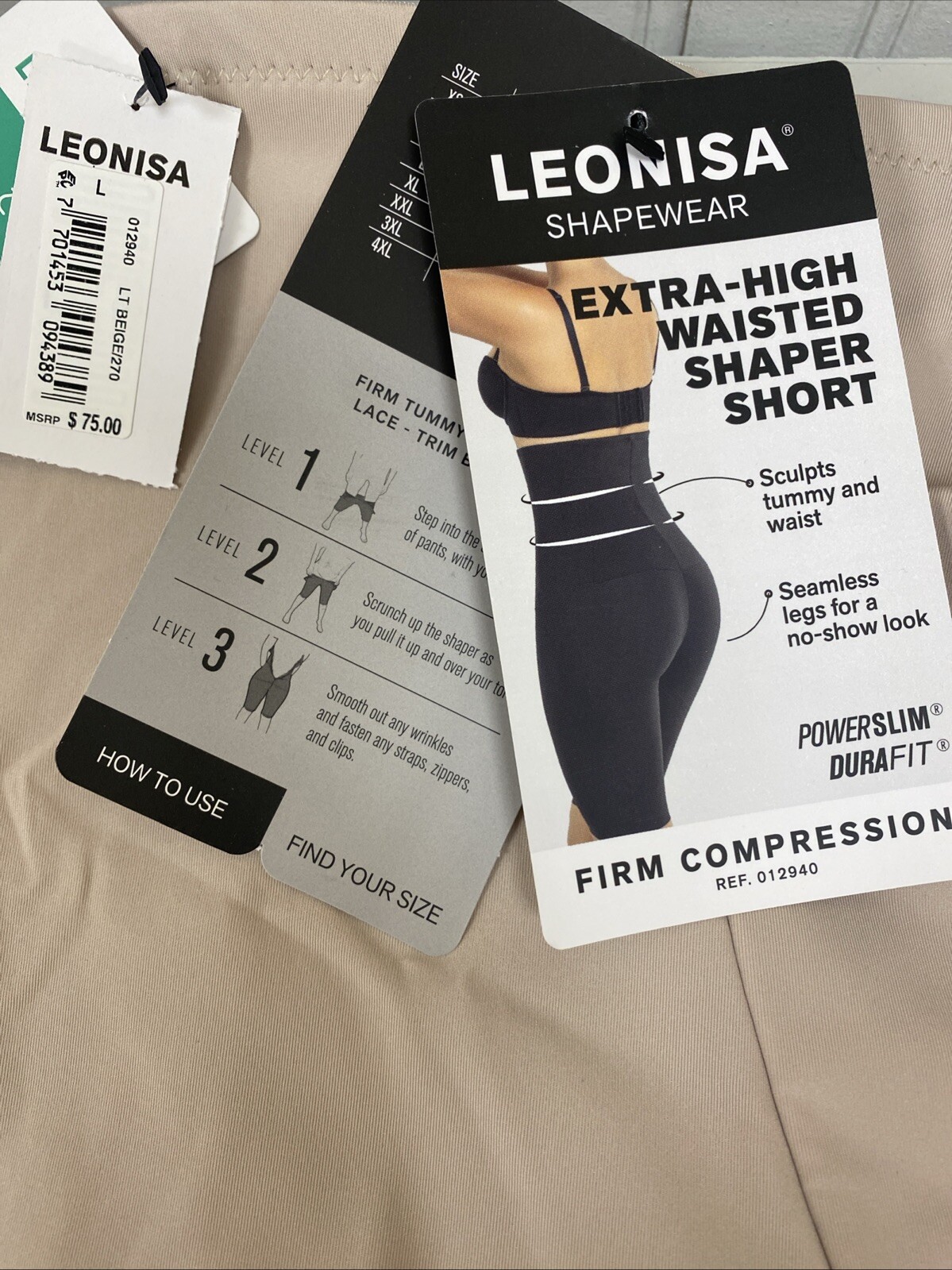 LEONISA Shapewear Extra High Waisted Shaper Short 012940 NWT