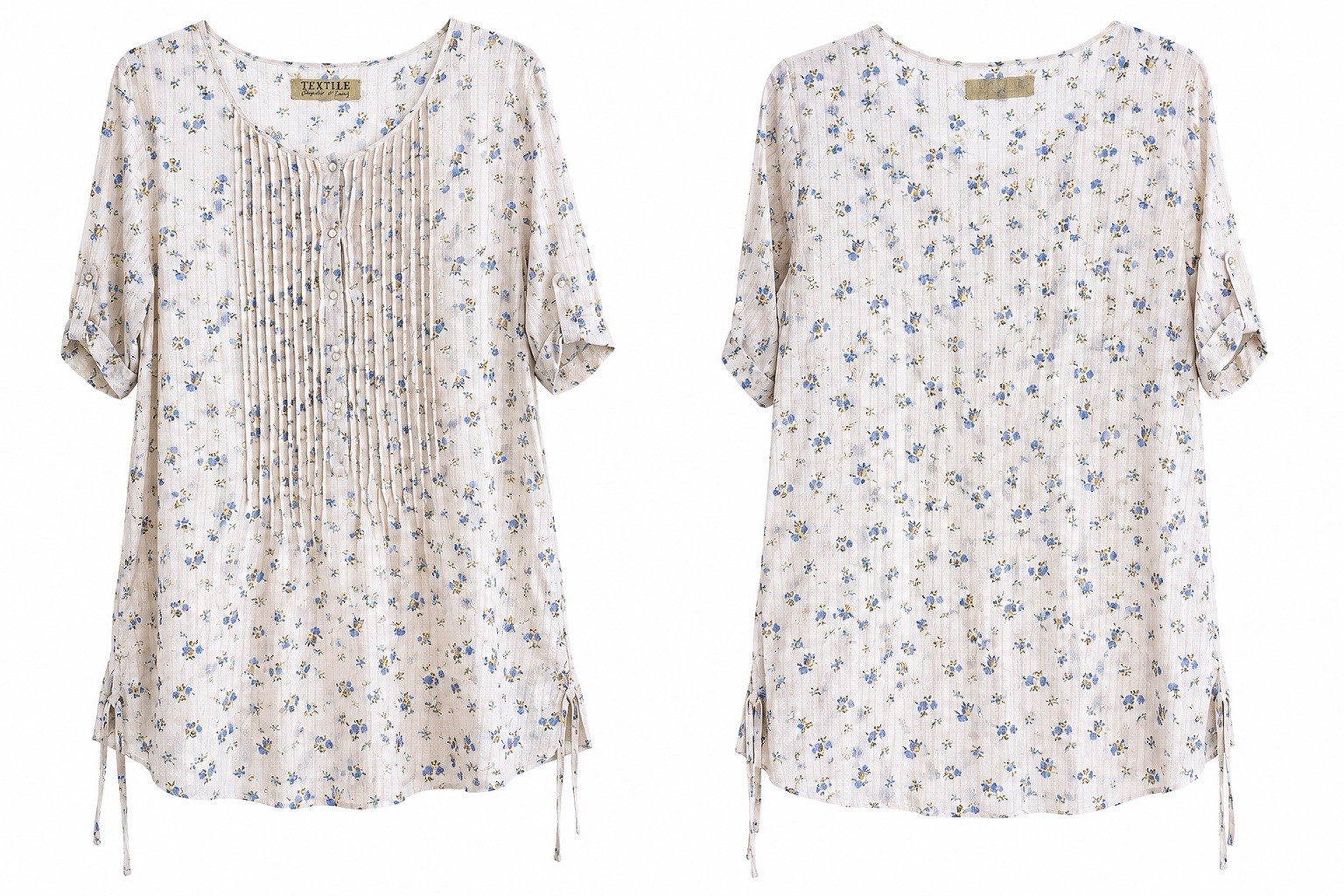 Elizabeth and James Floral Pintuck Tunic Dress / Blouse Size Medium NWT