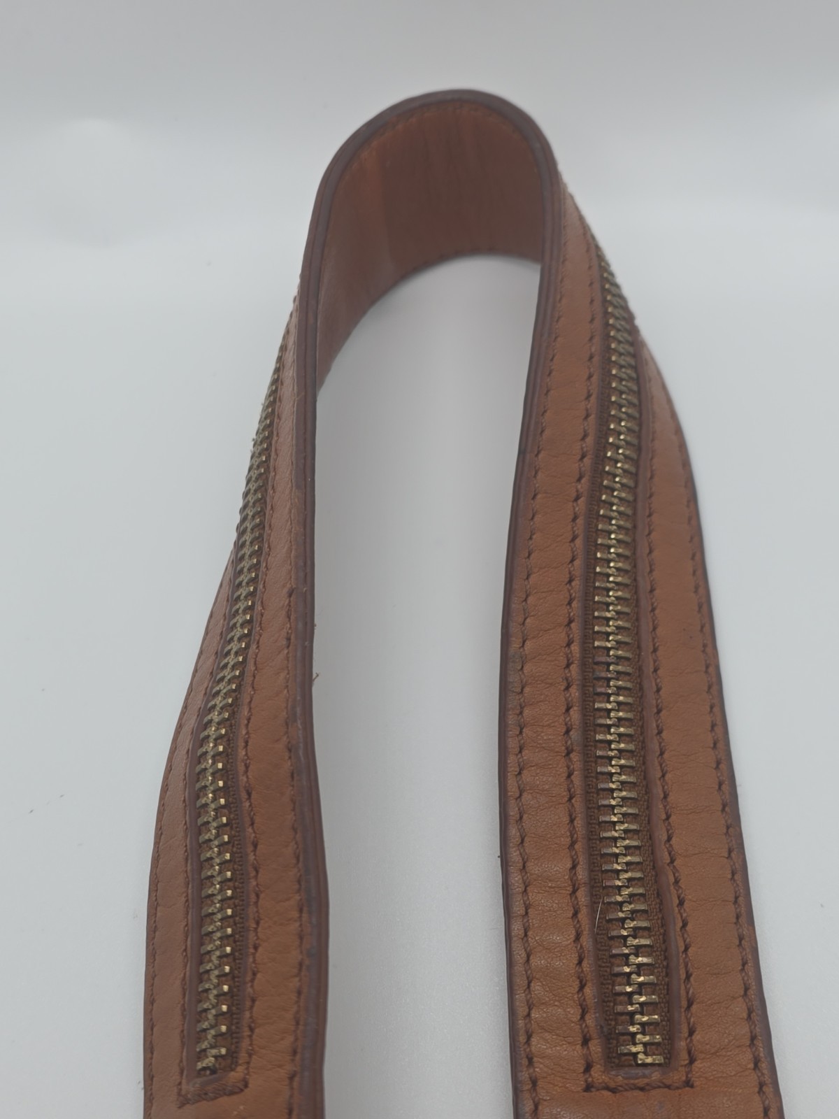 Botkier Tan Leather Zipper Accent Replacement Shoulder Strap Gold Tone Hardware